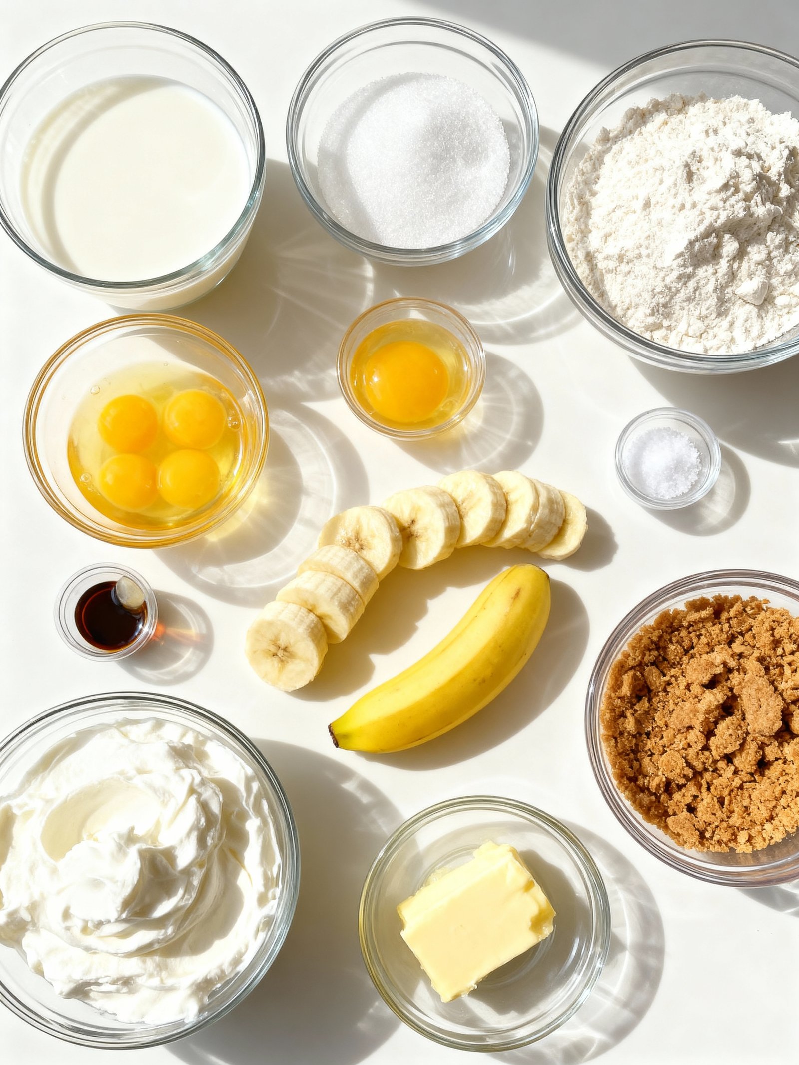 No Bake Banana Cream Pies ingredients