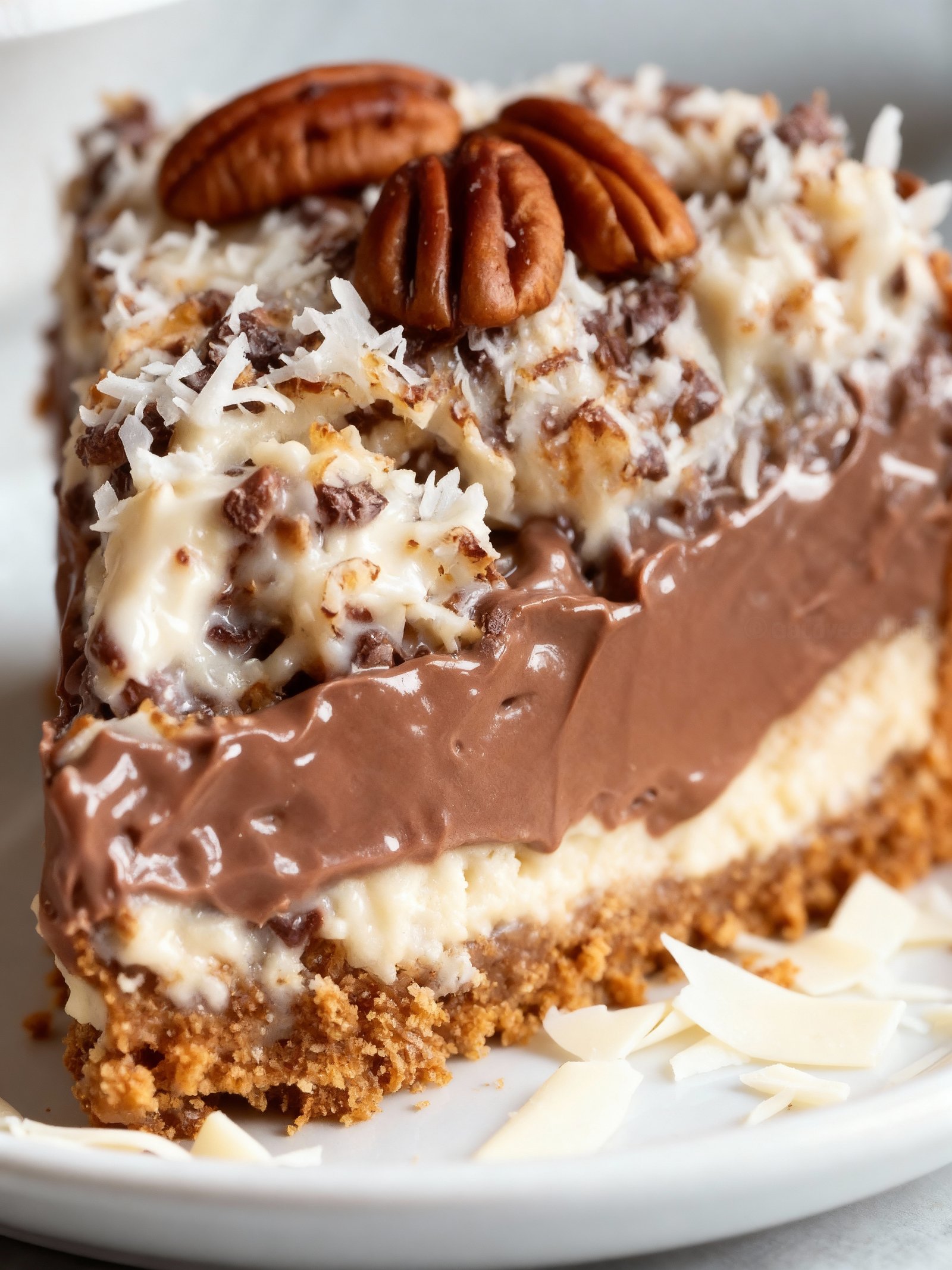 No Bake German Chocolate Pie finished