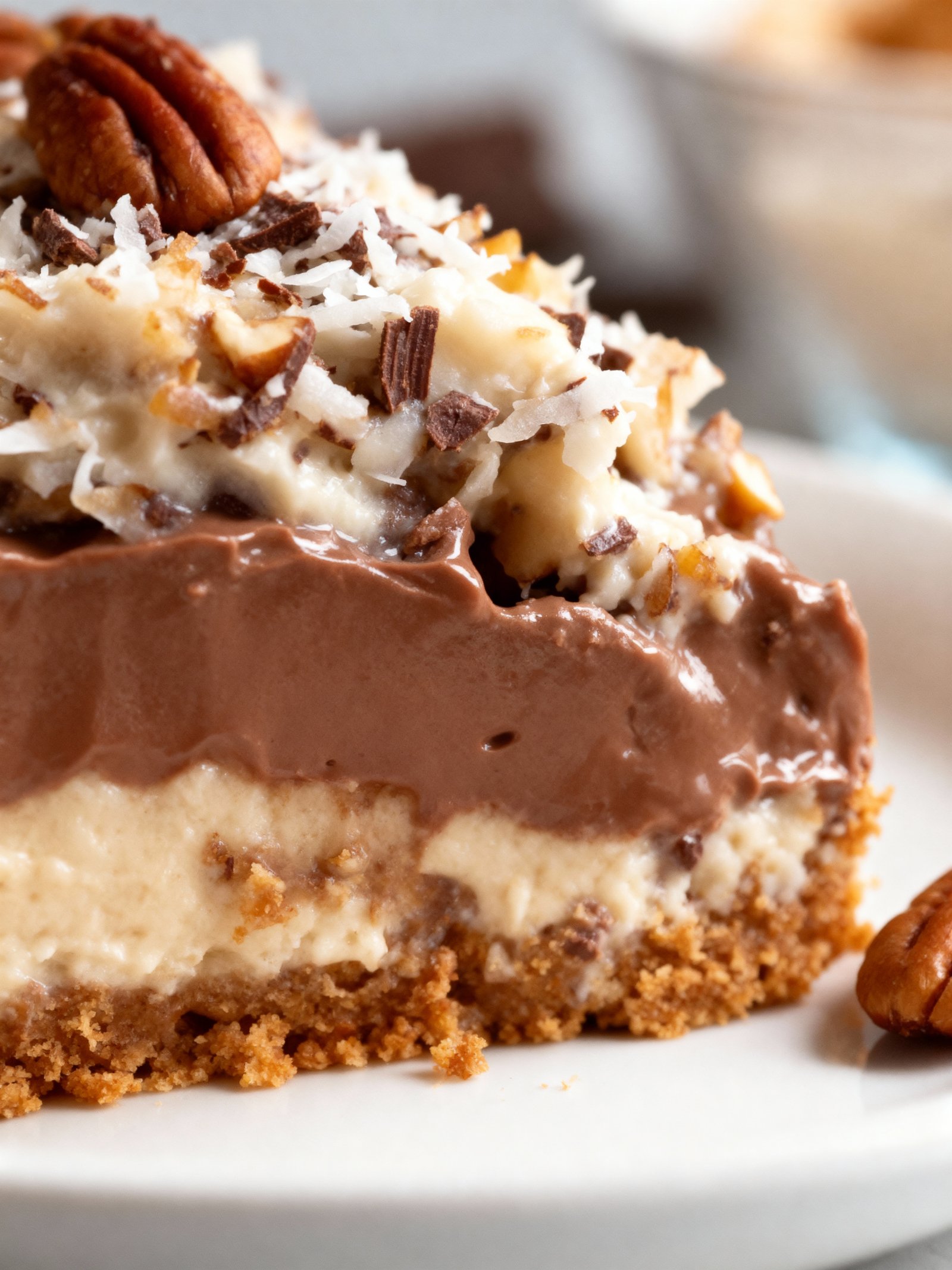 No Bake German Chocolate Pie finished