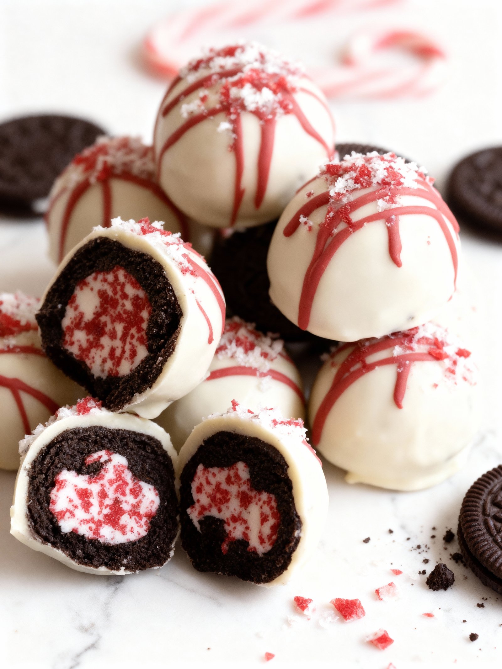 No Bake Peppermint Oreo Truffles finished