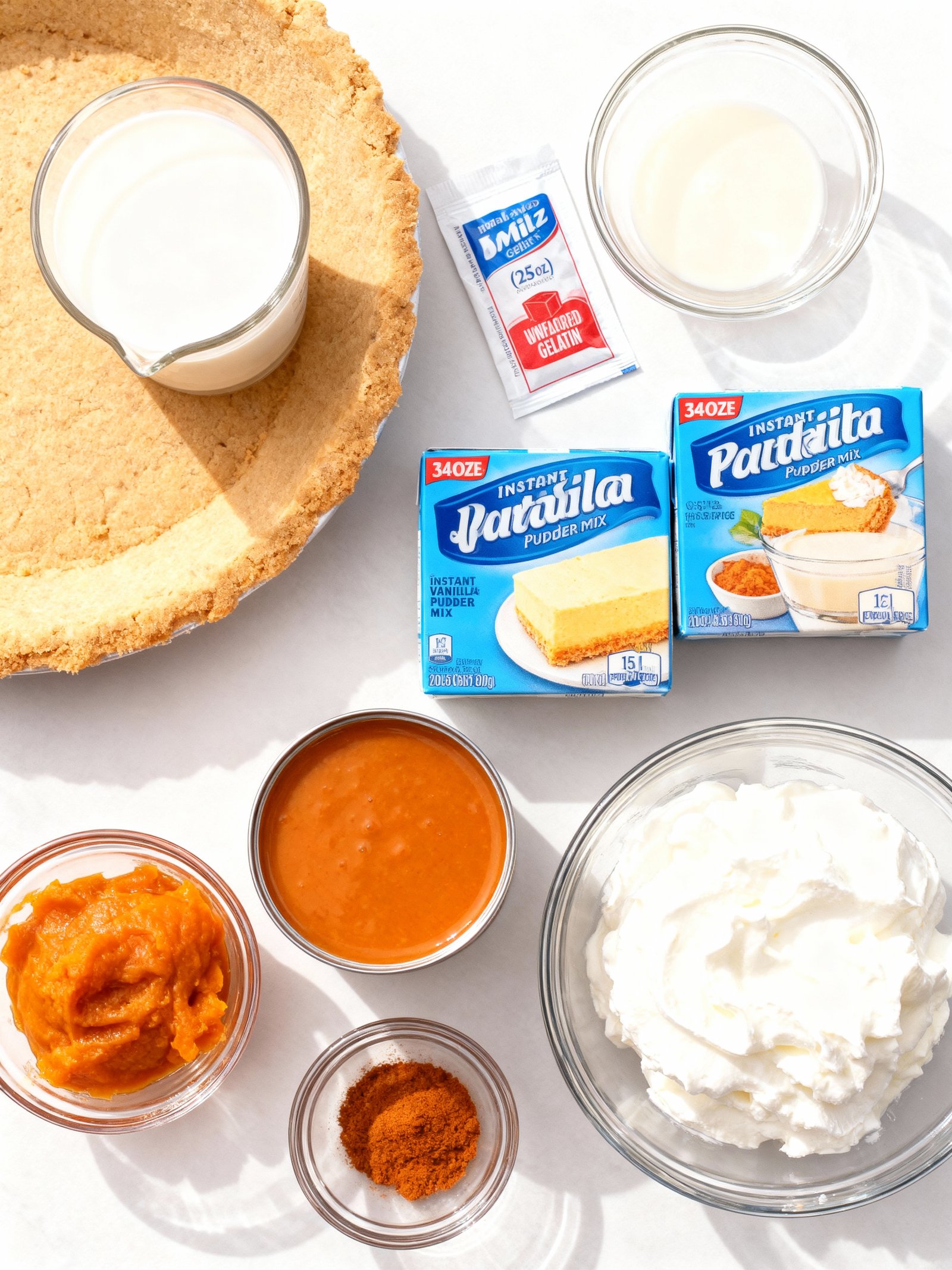 No Bake Pumpkin Pie ingredients