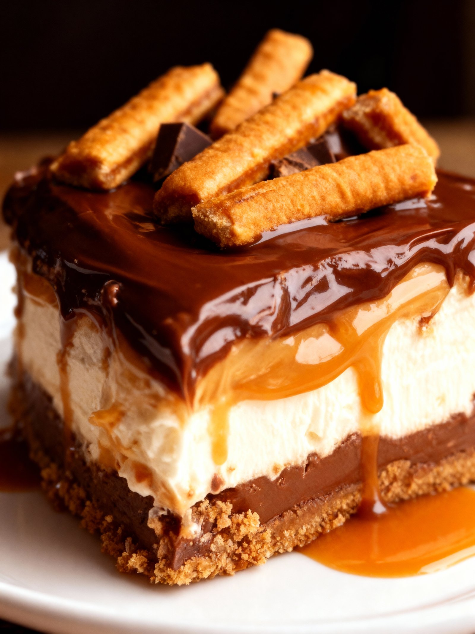 No Bake Twix Cheesecake finished