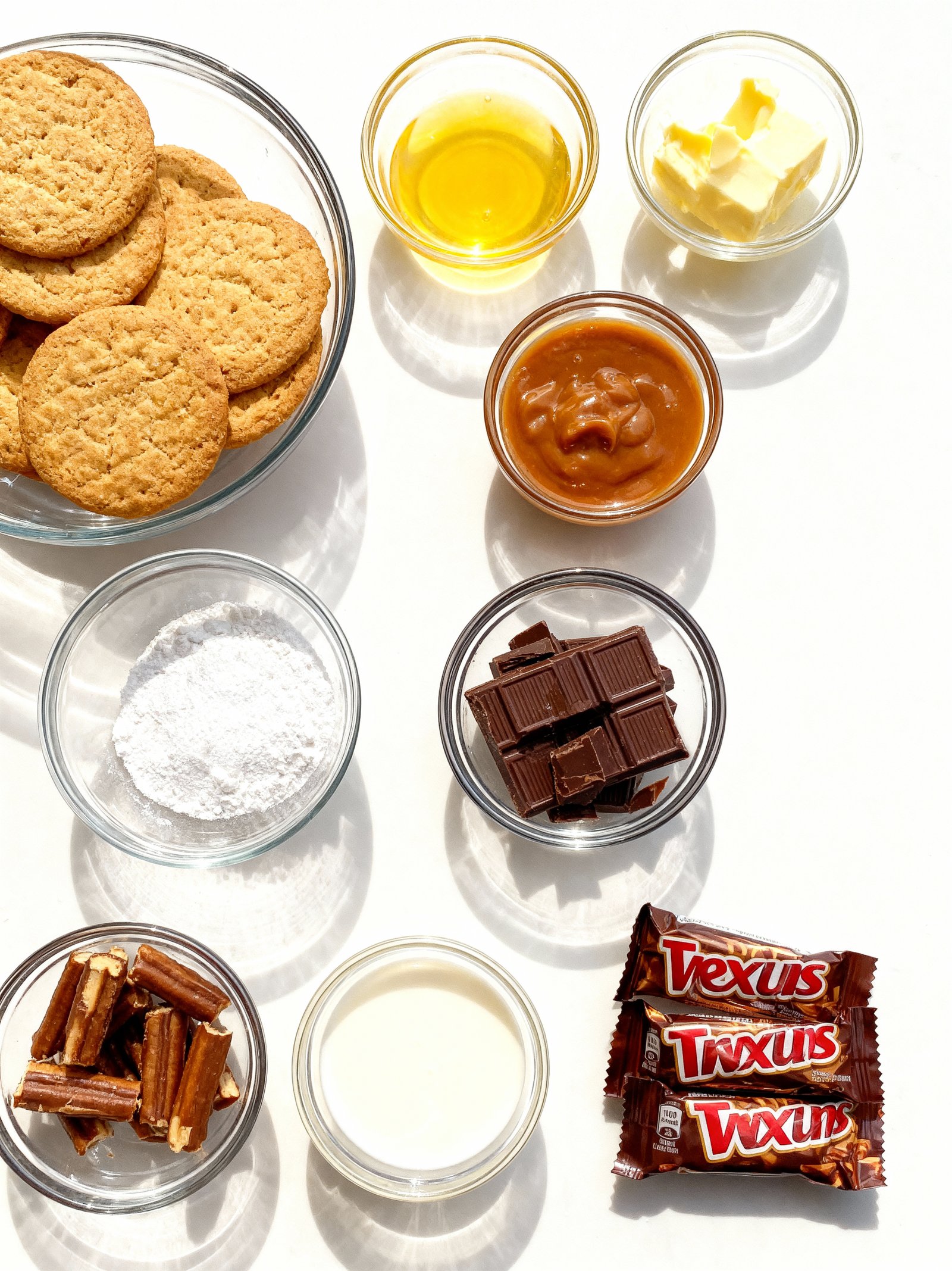 No Bake Twix Cheesecake ingredients