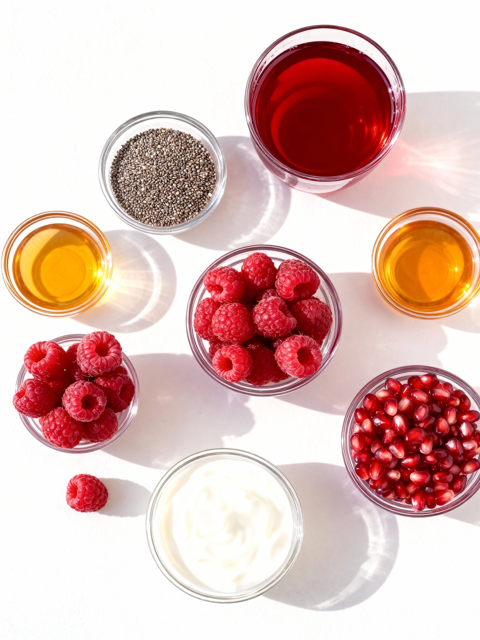 Pomegranate Raspberry Chia Pudding ingredients