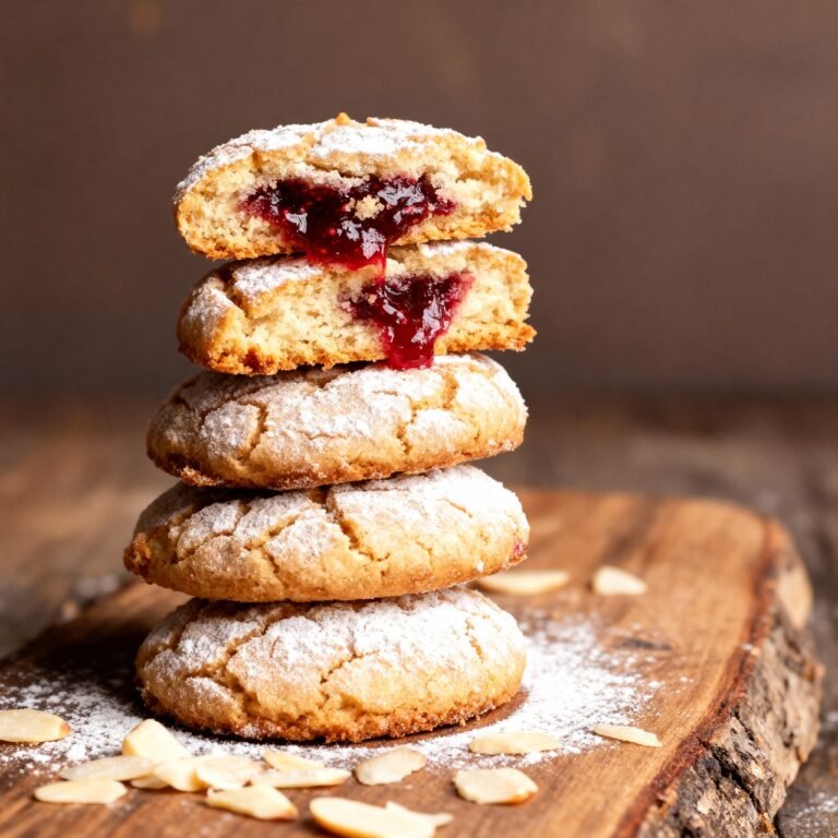 Raspberry Filled Almond Snow Cookies Recipe