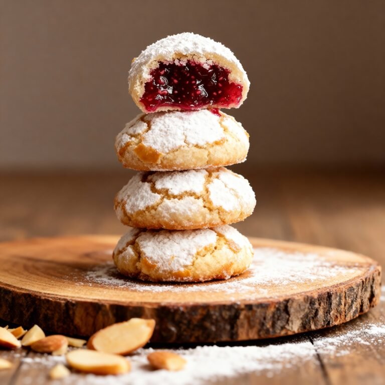 Raspberry Filled Almond Snow Cookies Recipe