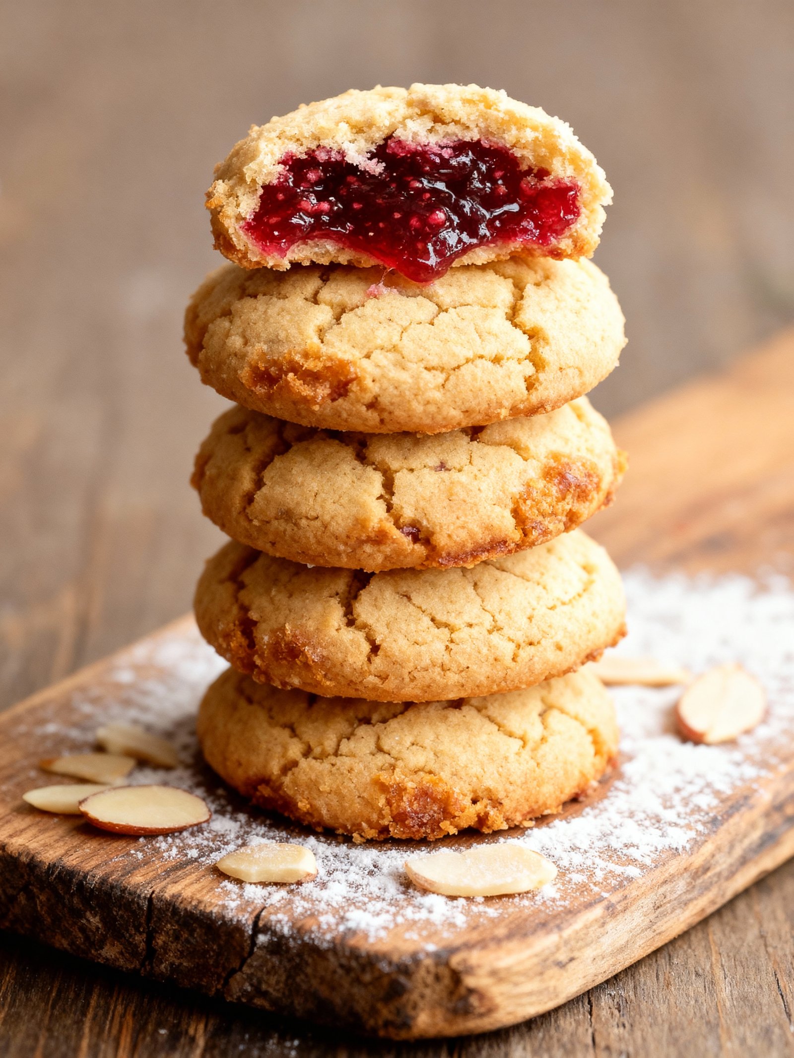 Raspberry Filled Almond Snow Cookies finished