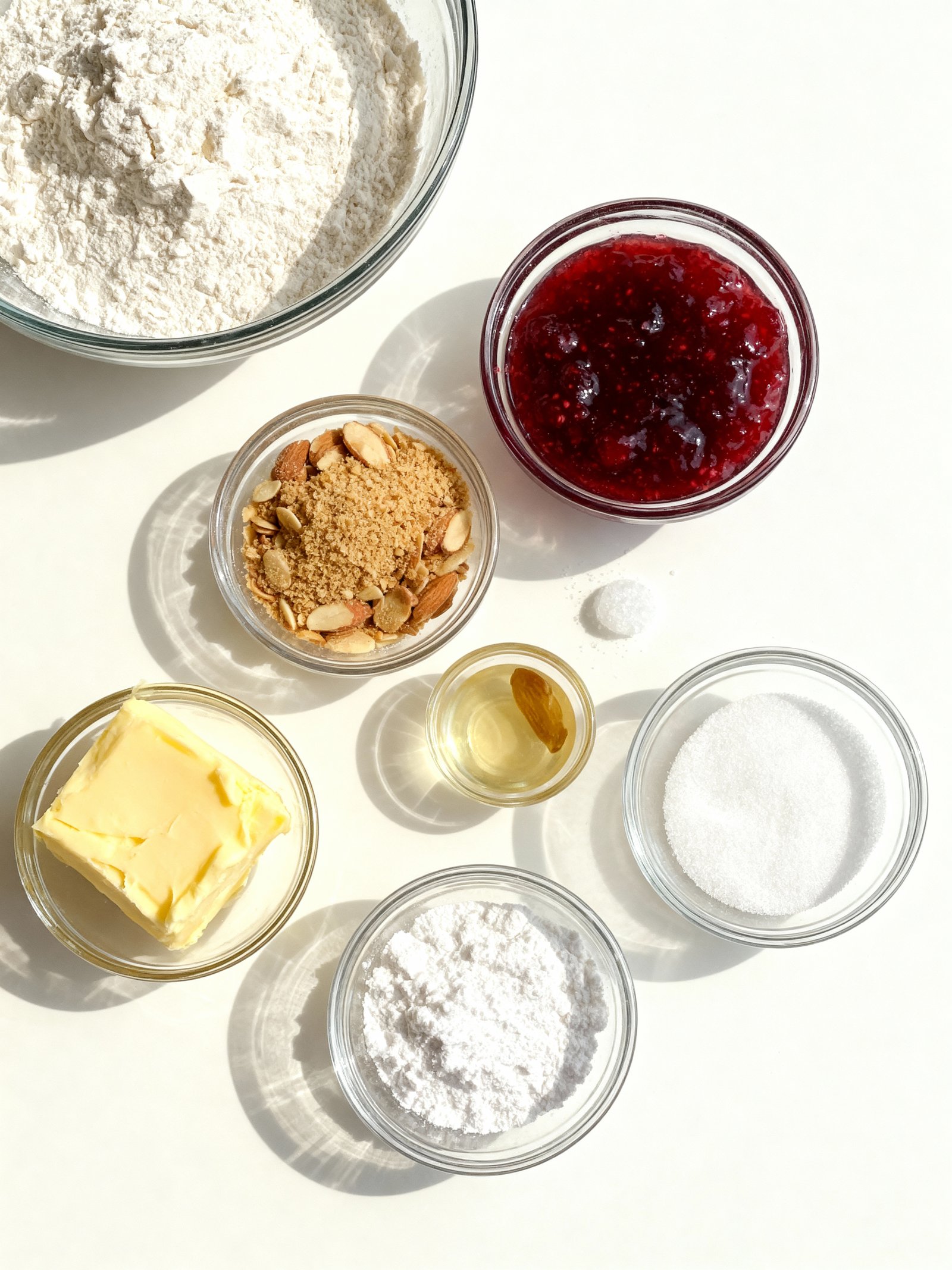 Raspberry Filled Almond Snow Cookies ingredients