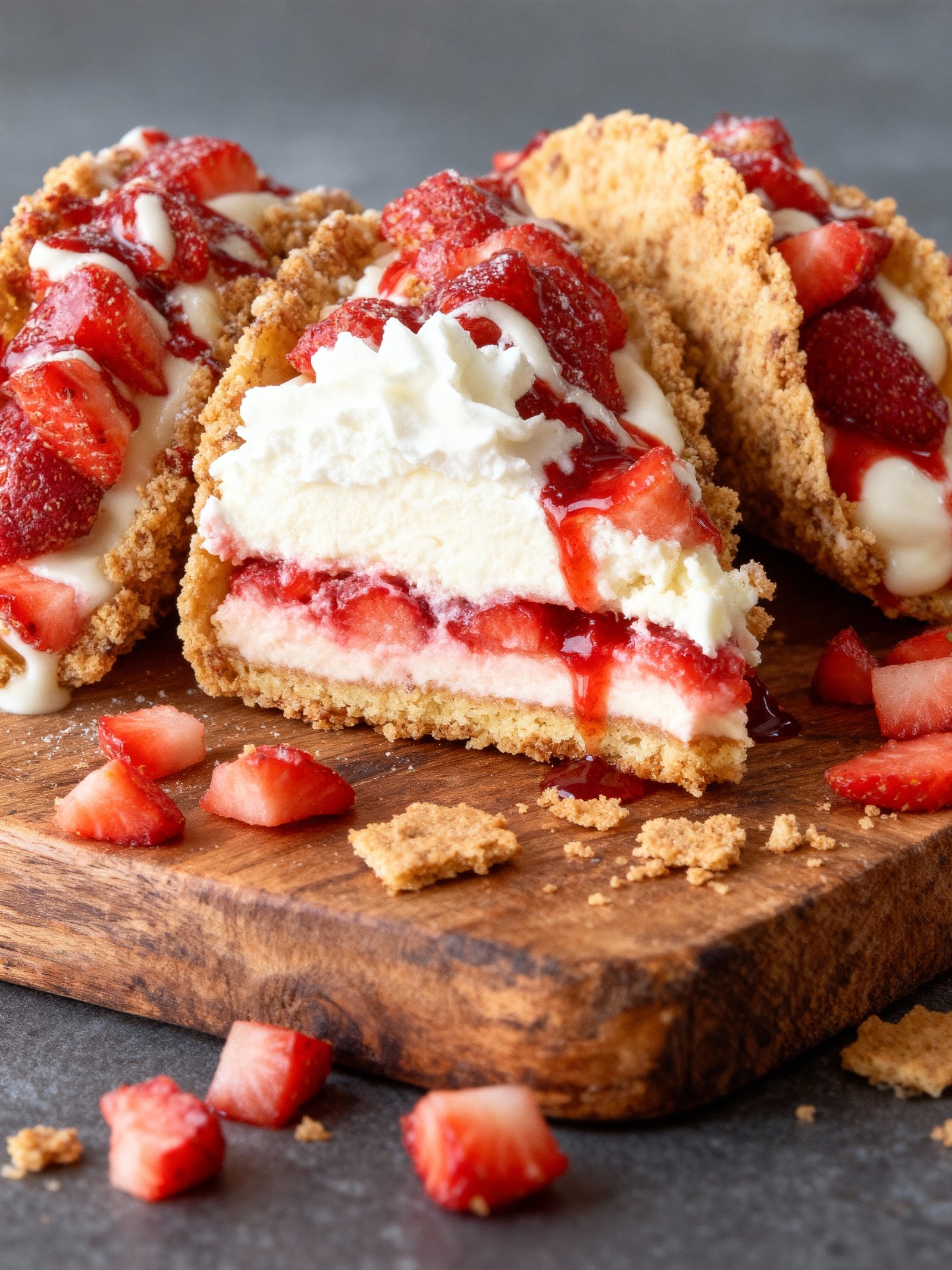 Strawberry Crunch Cheesecake Tacos finished