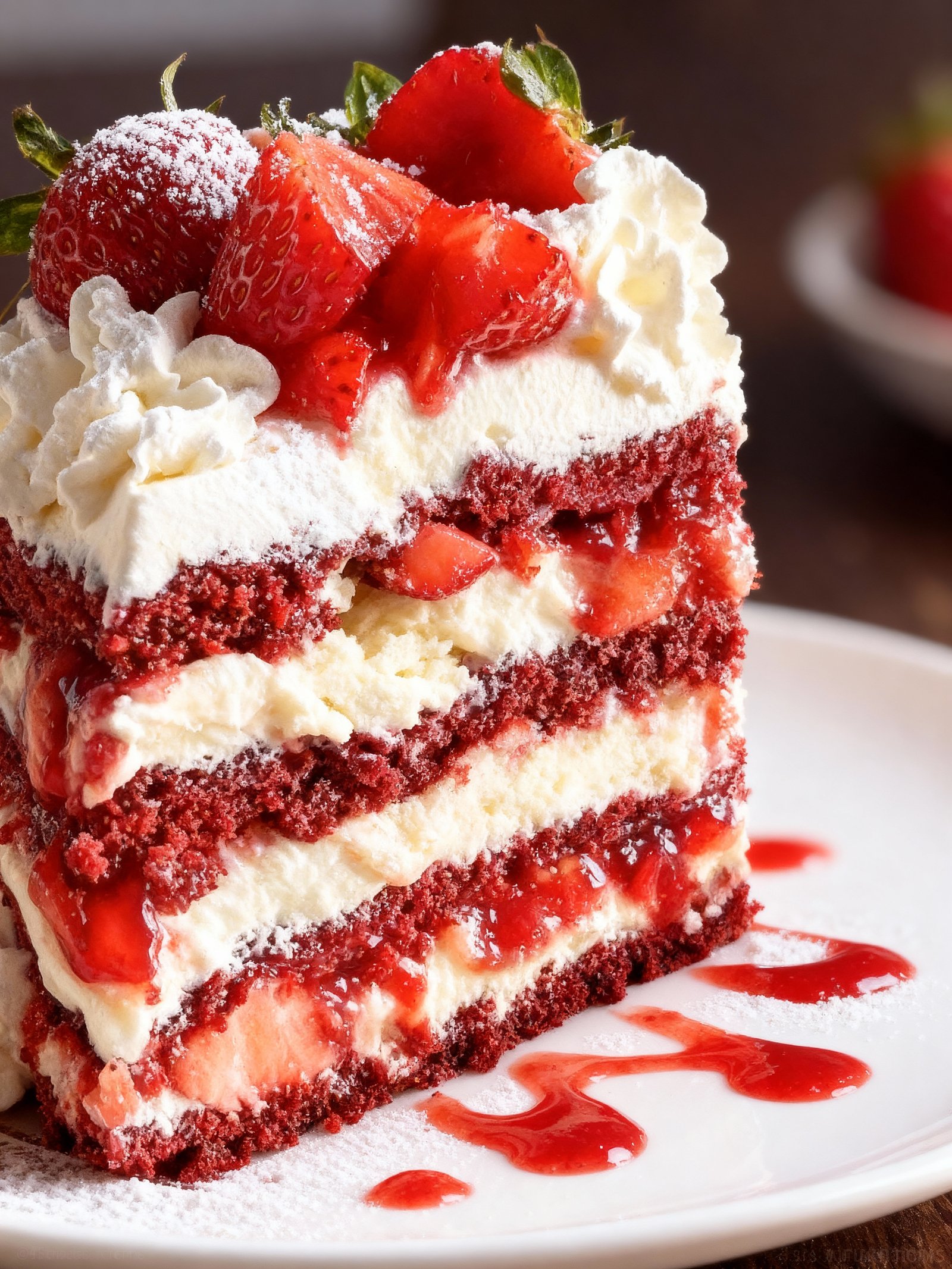 Strawberry Earthquake Cake finished