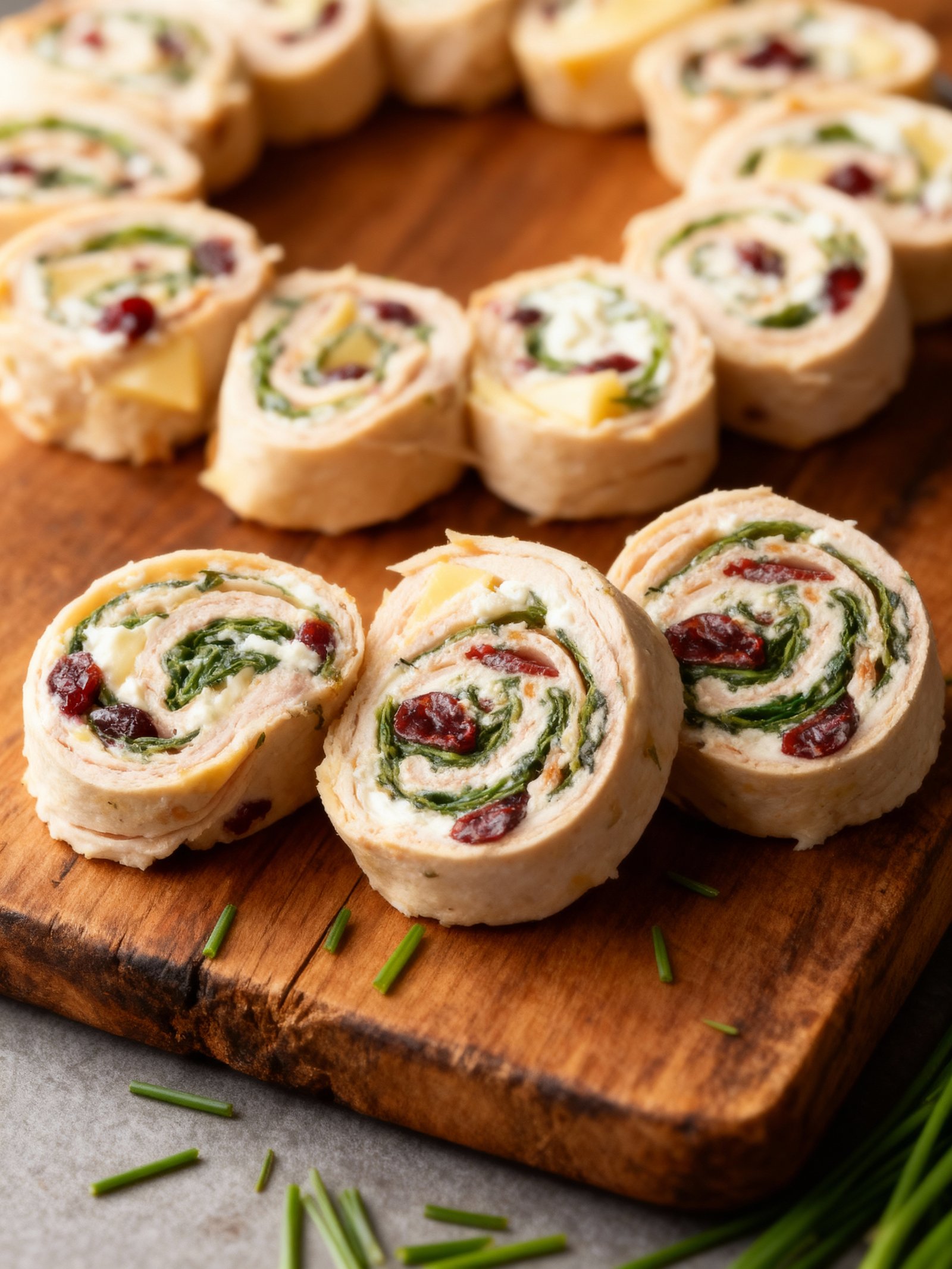 Turkey Cranberry Pinwheels finished