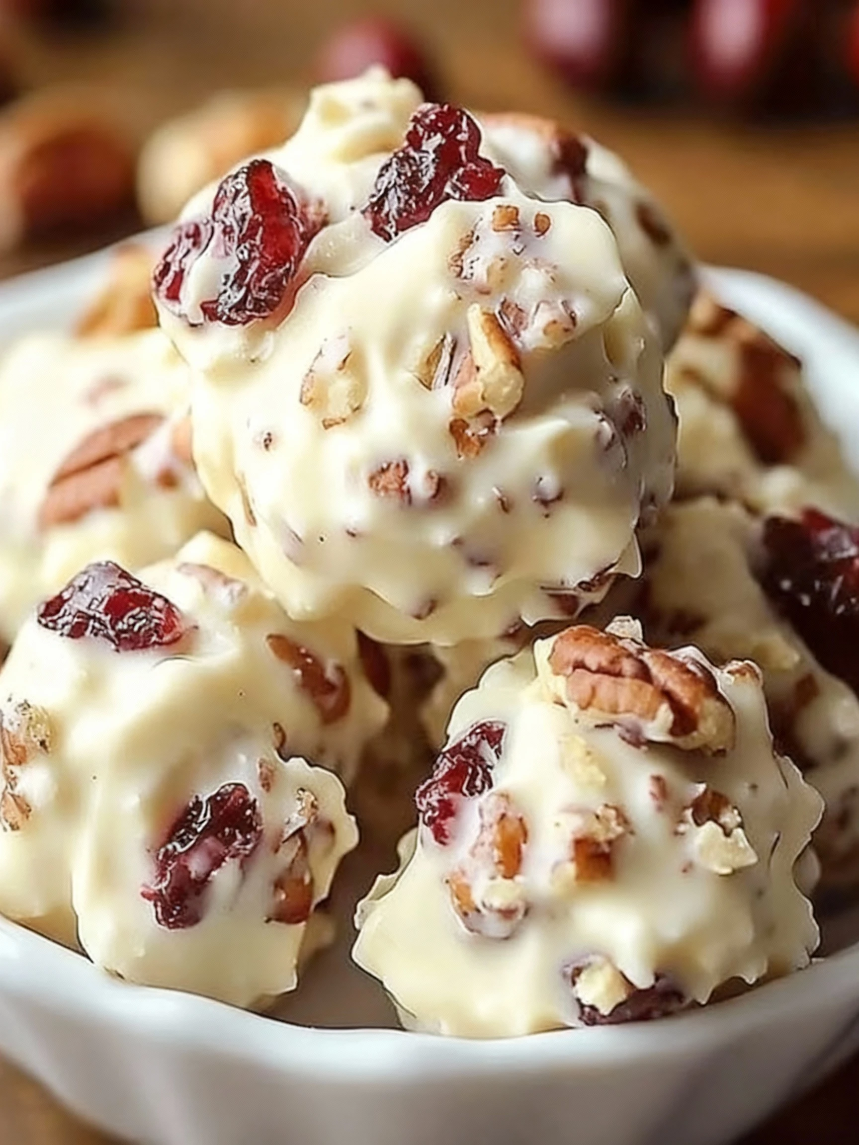 White Chocolate Cranberry Pecan Clusters finished