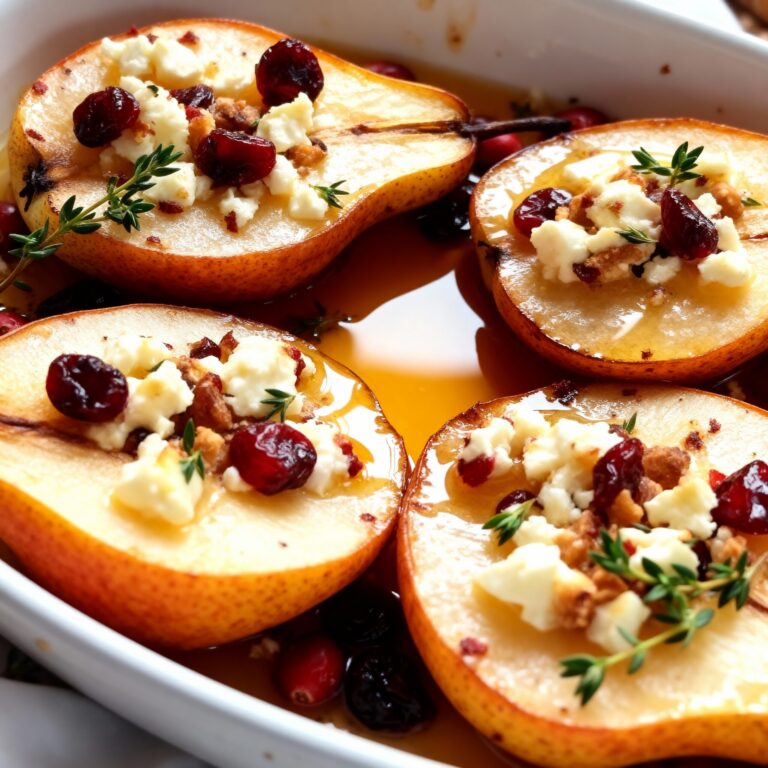 Baked Pears with Feta, Honey, and Cranberries Recipe