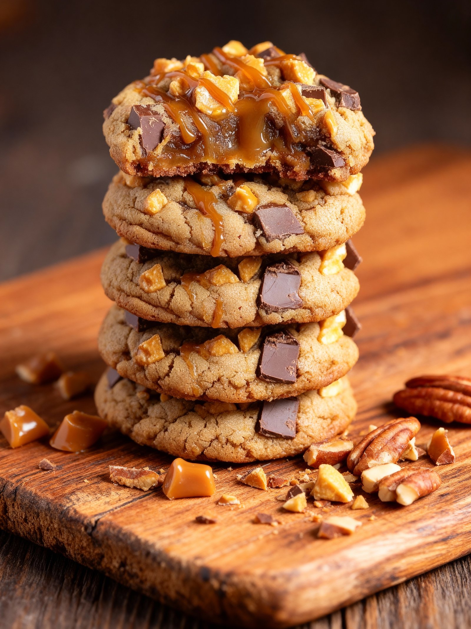 Butterfinger Caramel Crunch Cookies finished