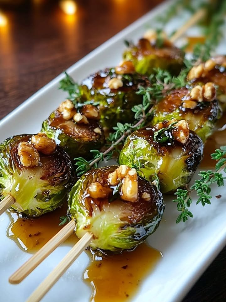 Caramelized Brussels Sprouts Christmas Skewers with Walnut Honey ingredients