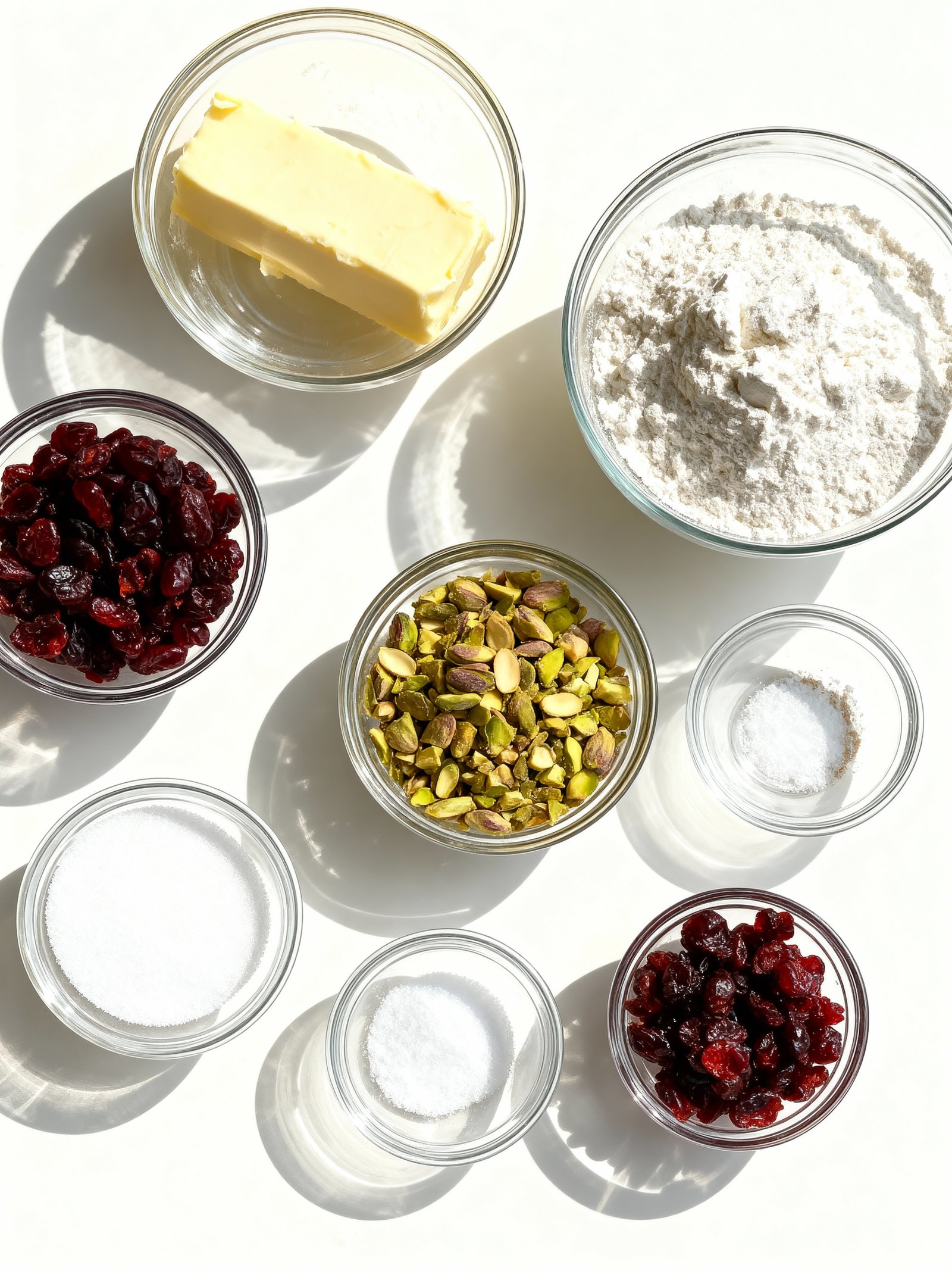Cranberry Pistachio Snowball Cookies ingredients