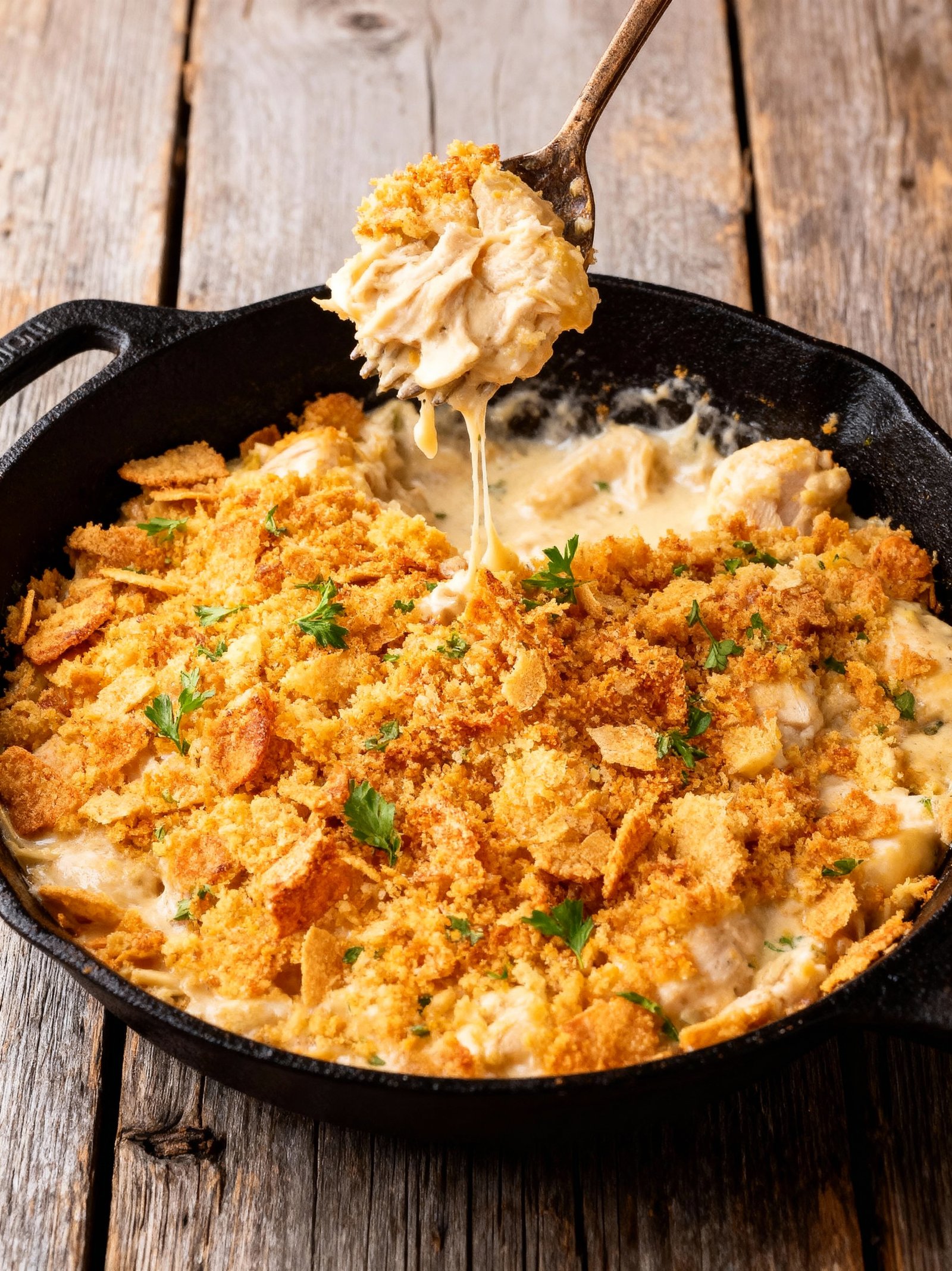 Creamy Ritz Cracker Chicken Casserole finished