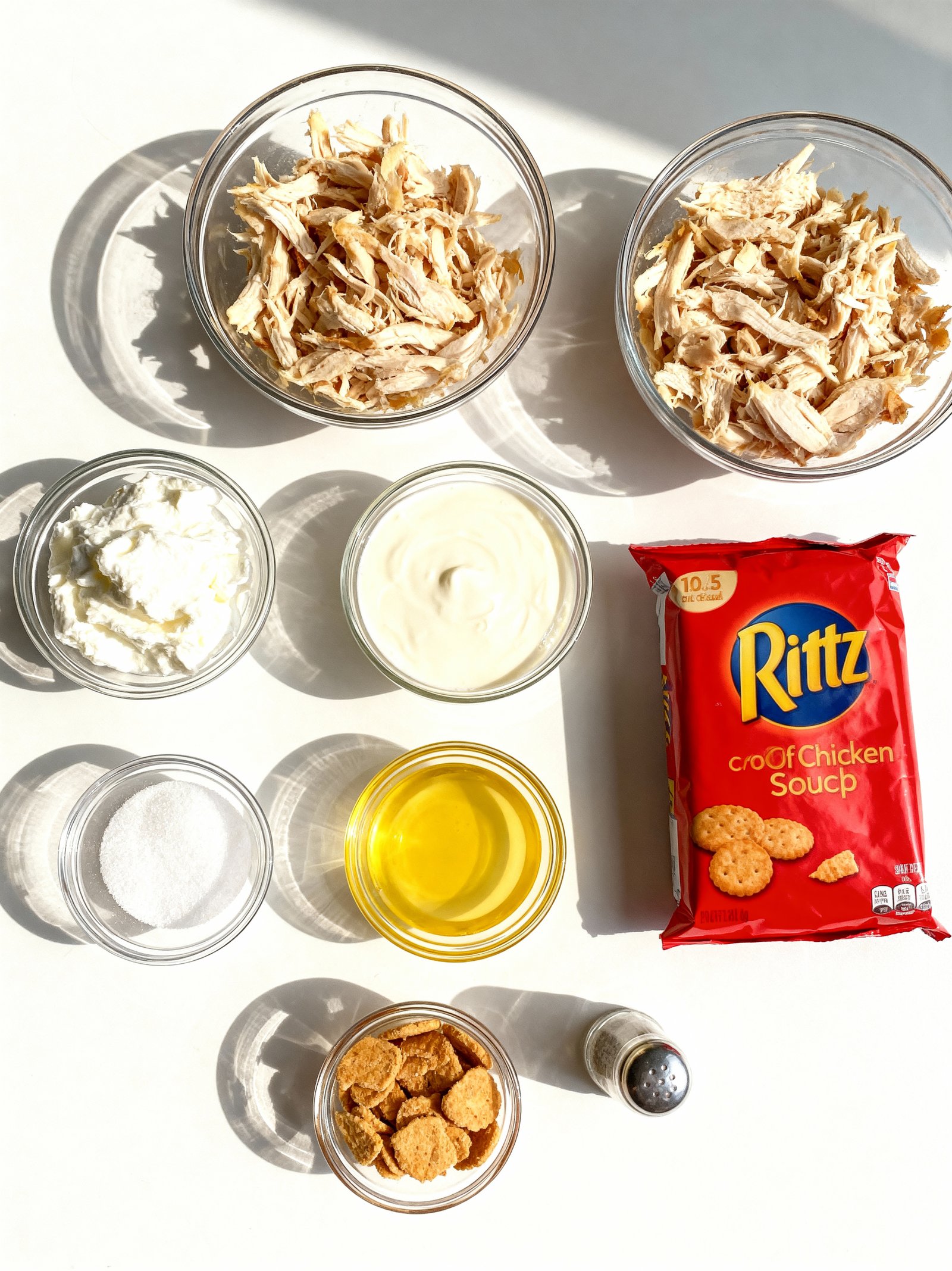 Creamy Ritz Cracker Chicken Casserole ingredients