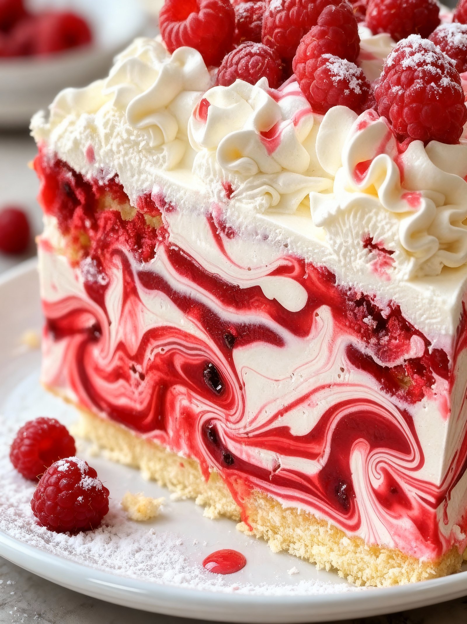 Easy Raspberry Swirl Cake finished