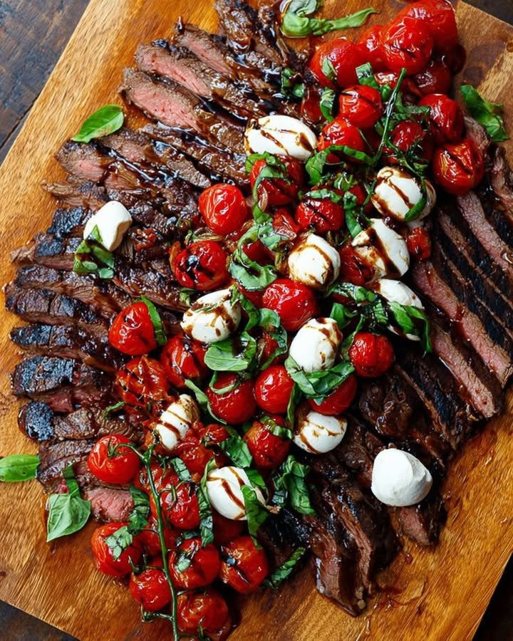 Grilled Flank Steak with Balsamic Caprese Twist ingredients