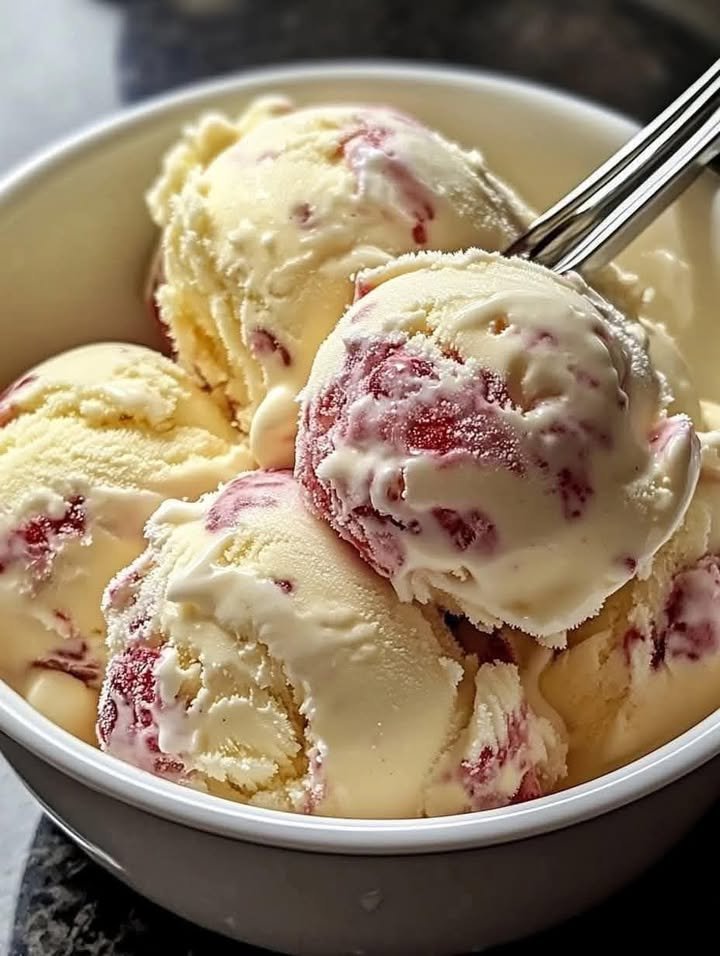 Homemade Strawberry Vanilla Bean Ice Cream ingredients