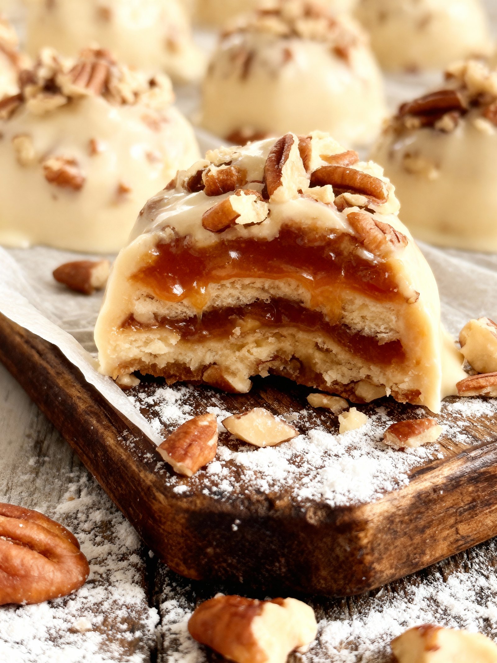 Homemade Vanilla Pecan Pralines finished