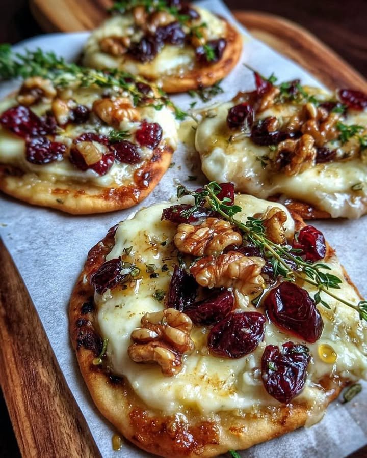 Mini Pizza with Brie, Cranberries & Toasted Walnuts with a Hot Honey Drizzle ingredients