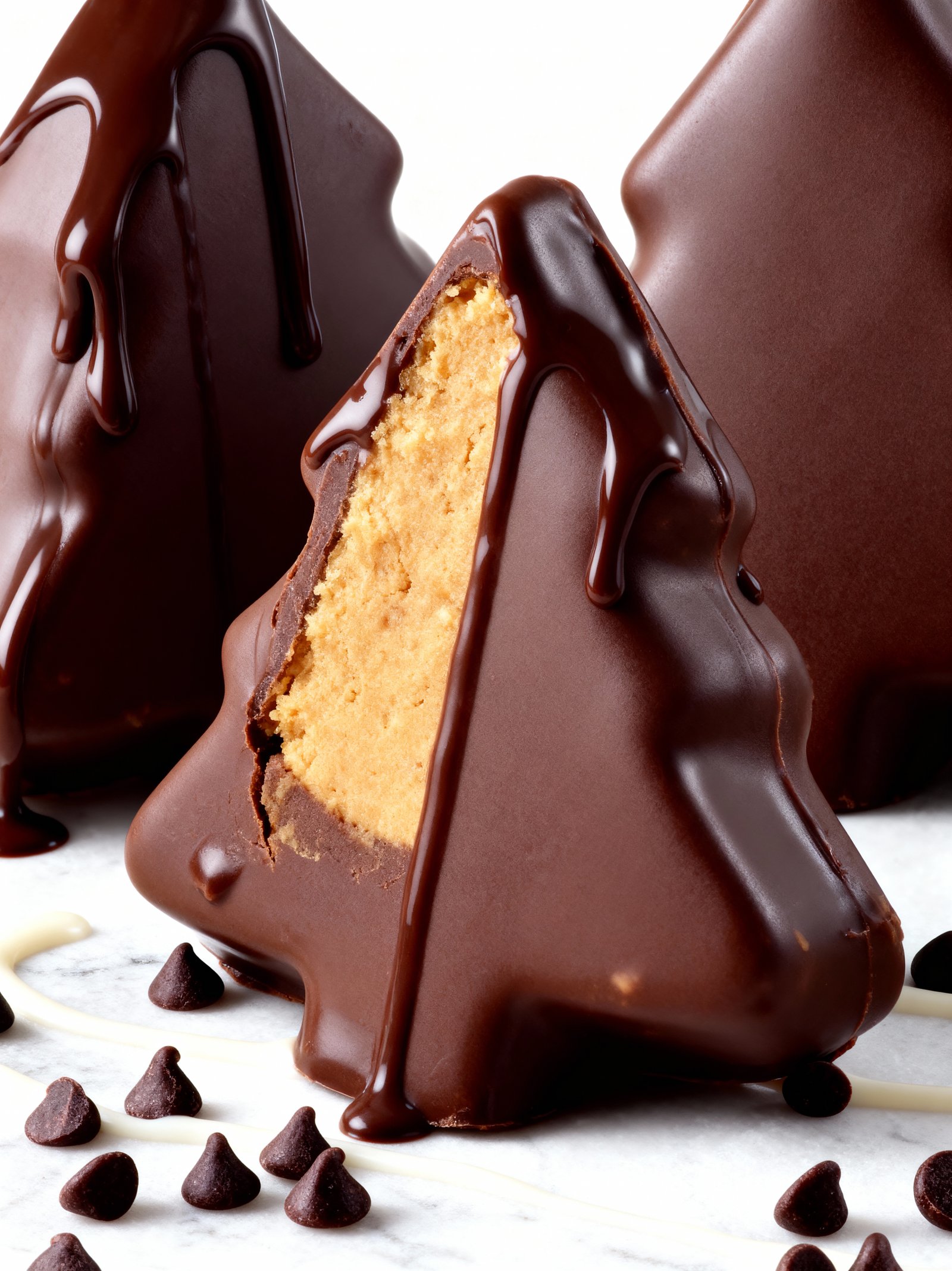 No Bake Chocolate Peanut Butter Christmas Trees finished