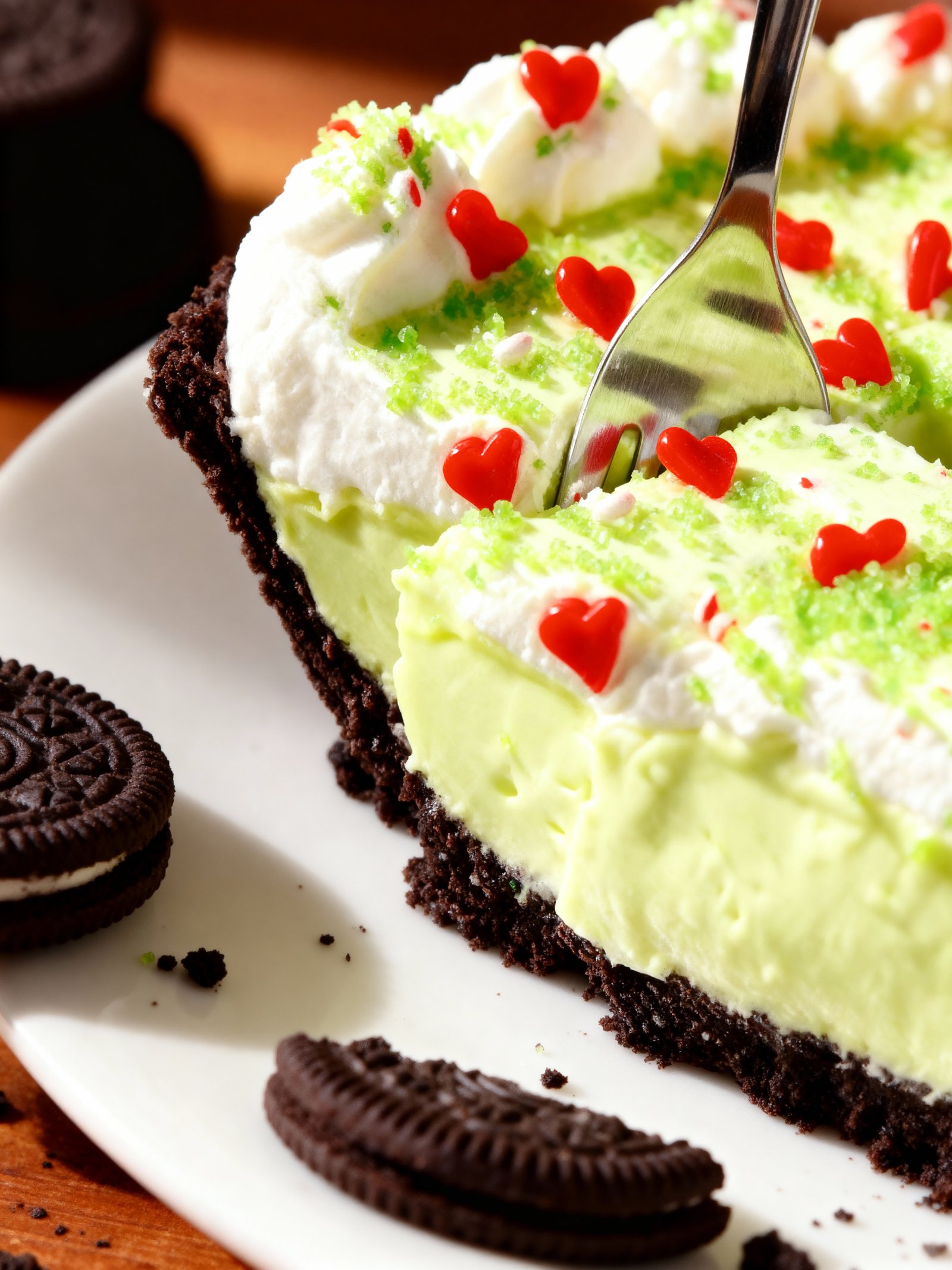 No Bake Grinch Pie finished