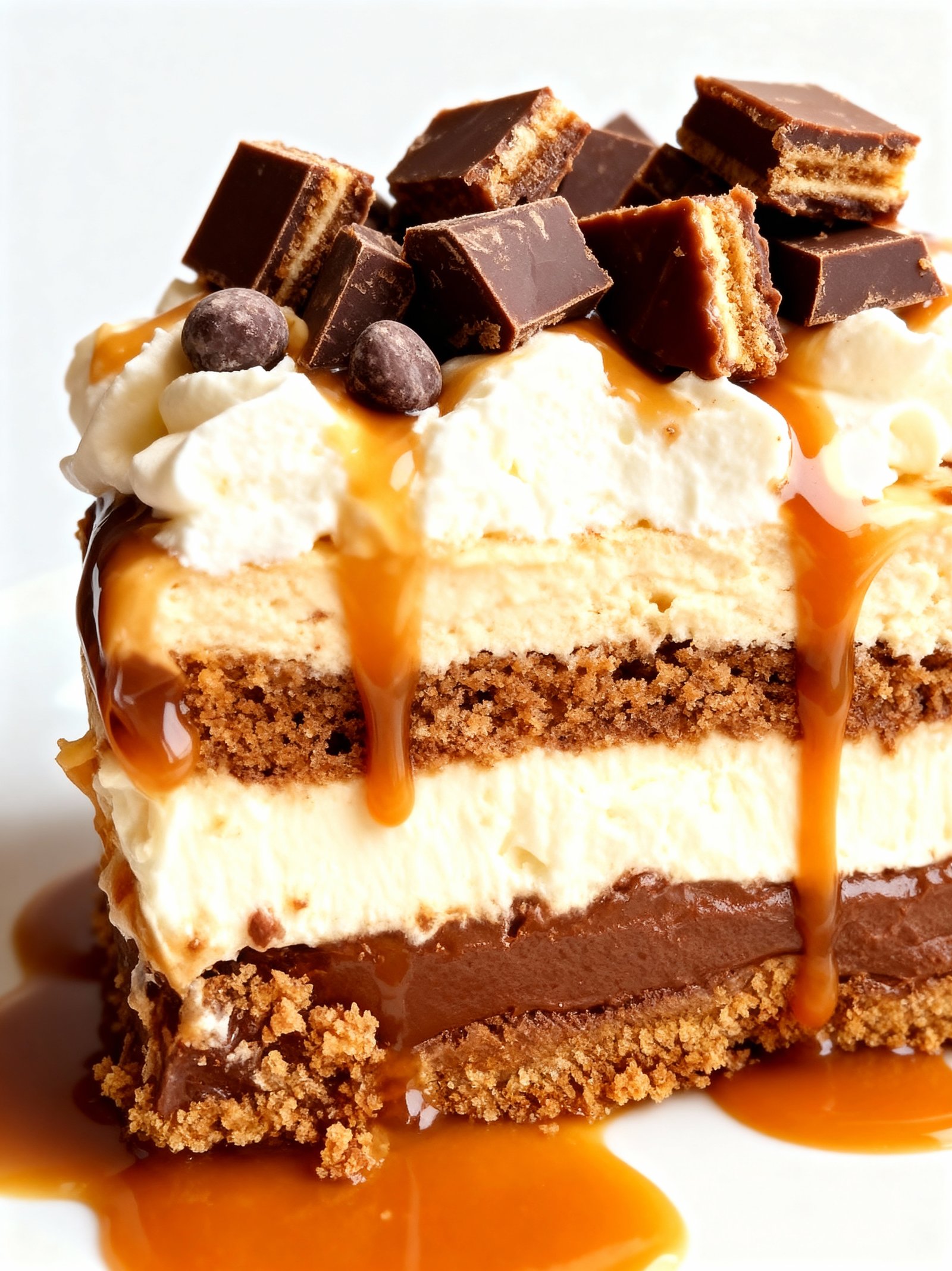 No Bake Twix Cheesecake finished