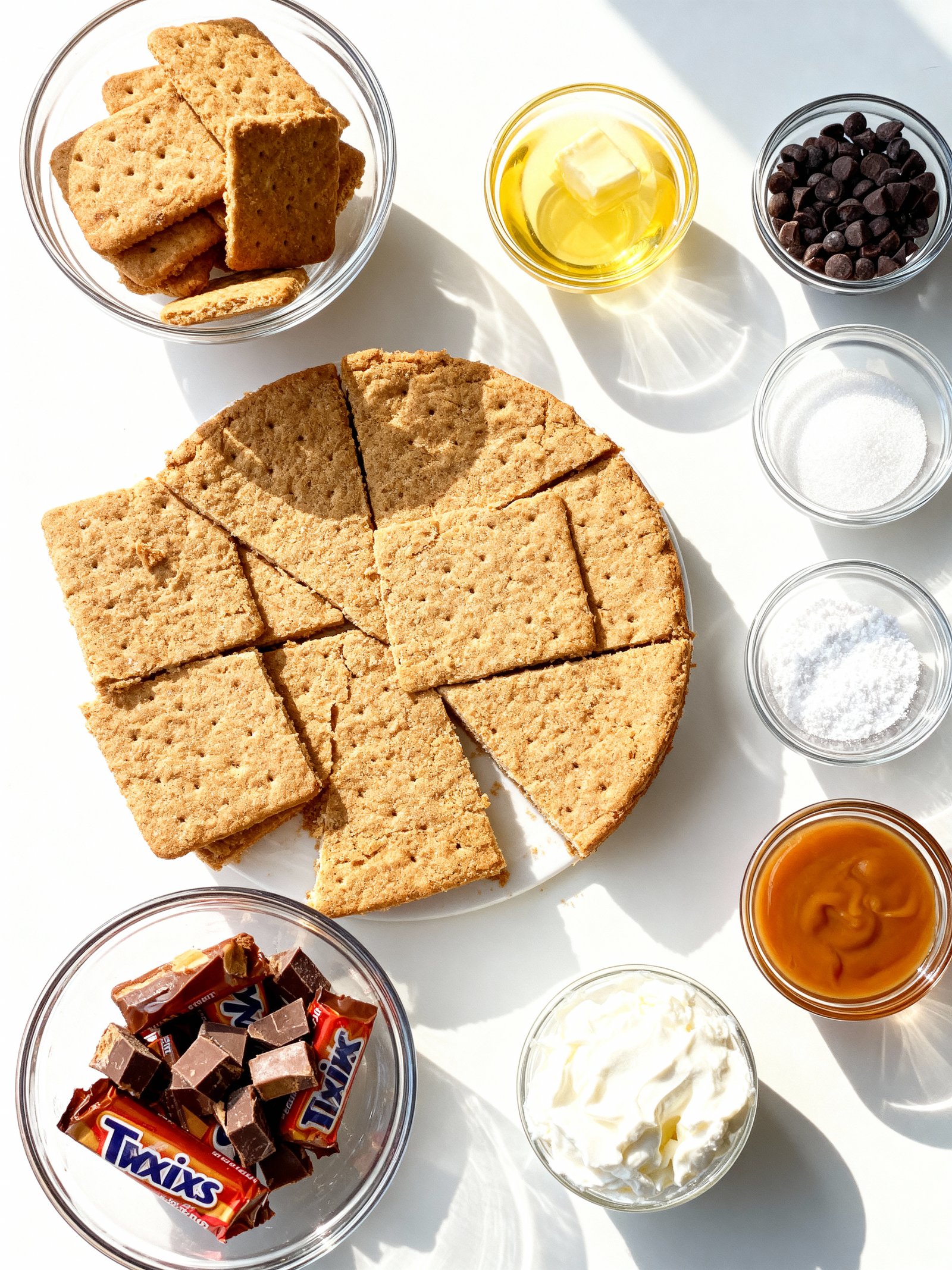 No Bake Twix Cheesecake ingredients