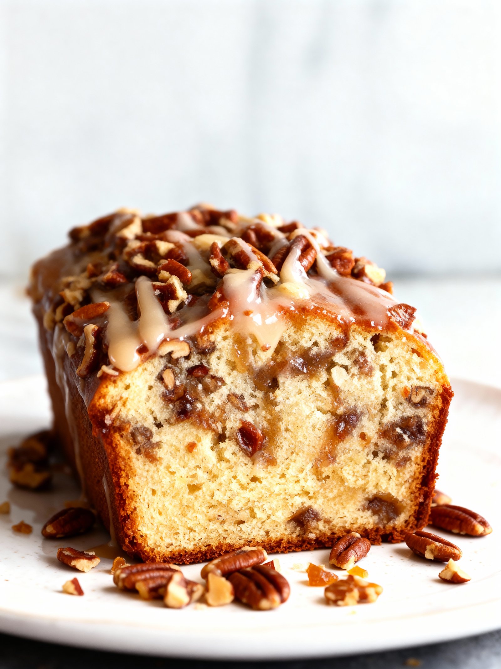 Pecan Praline Buttermilk Loaf Cake finished