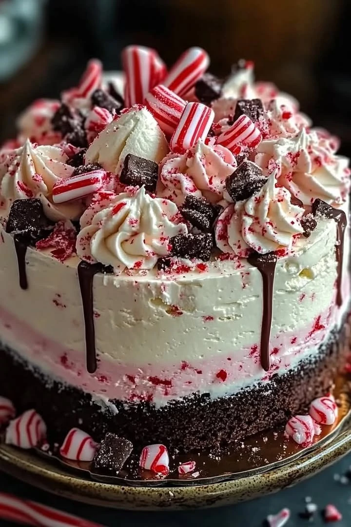 Peppermint Ice Cream Cake Recipe finished