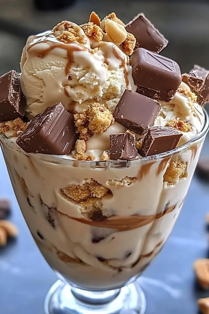 Snickers & Reeses Cookie Dough Ice Cream Extravaganza finished