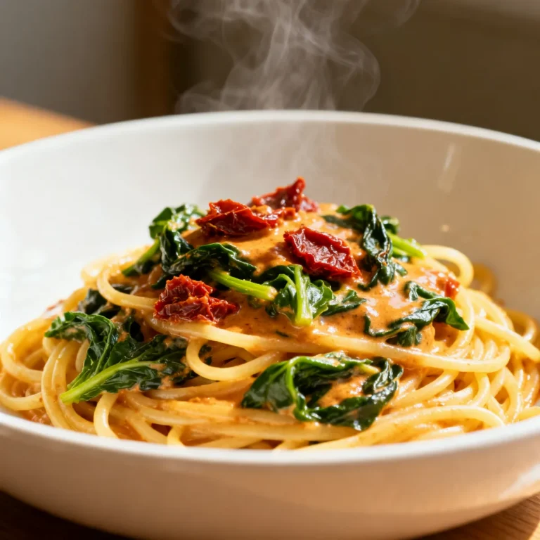 Spaghetti & Spinach with Sun-Dried Tomato Cream Sauce Recipe