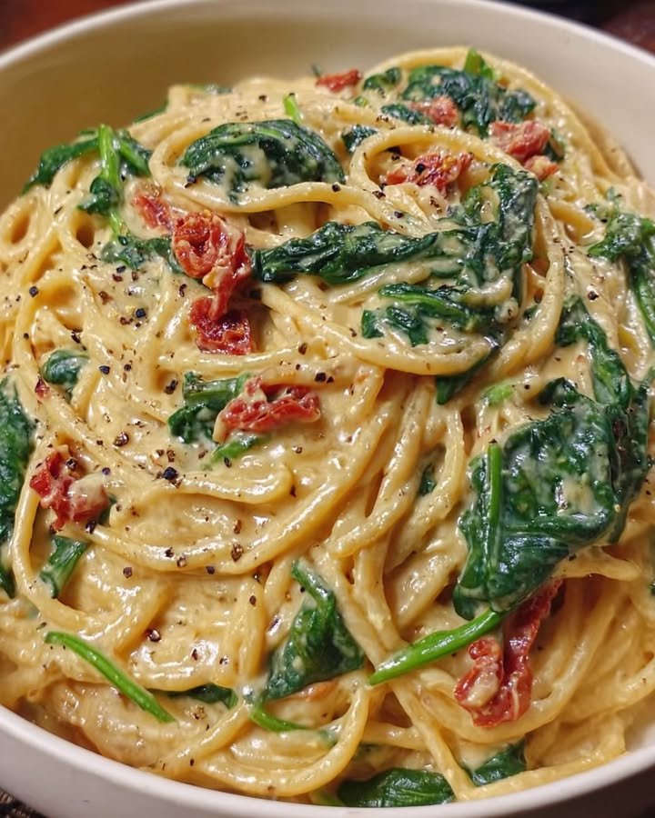Spaghetti & Spinach with Sun-Dried Tomato Cream Sauce ingredients