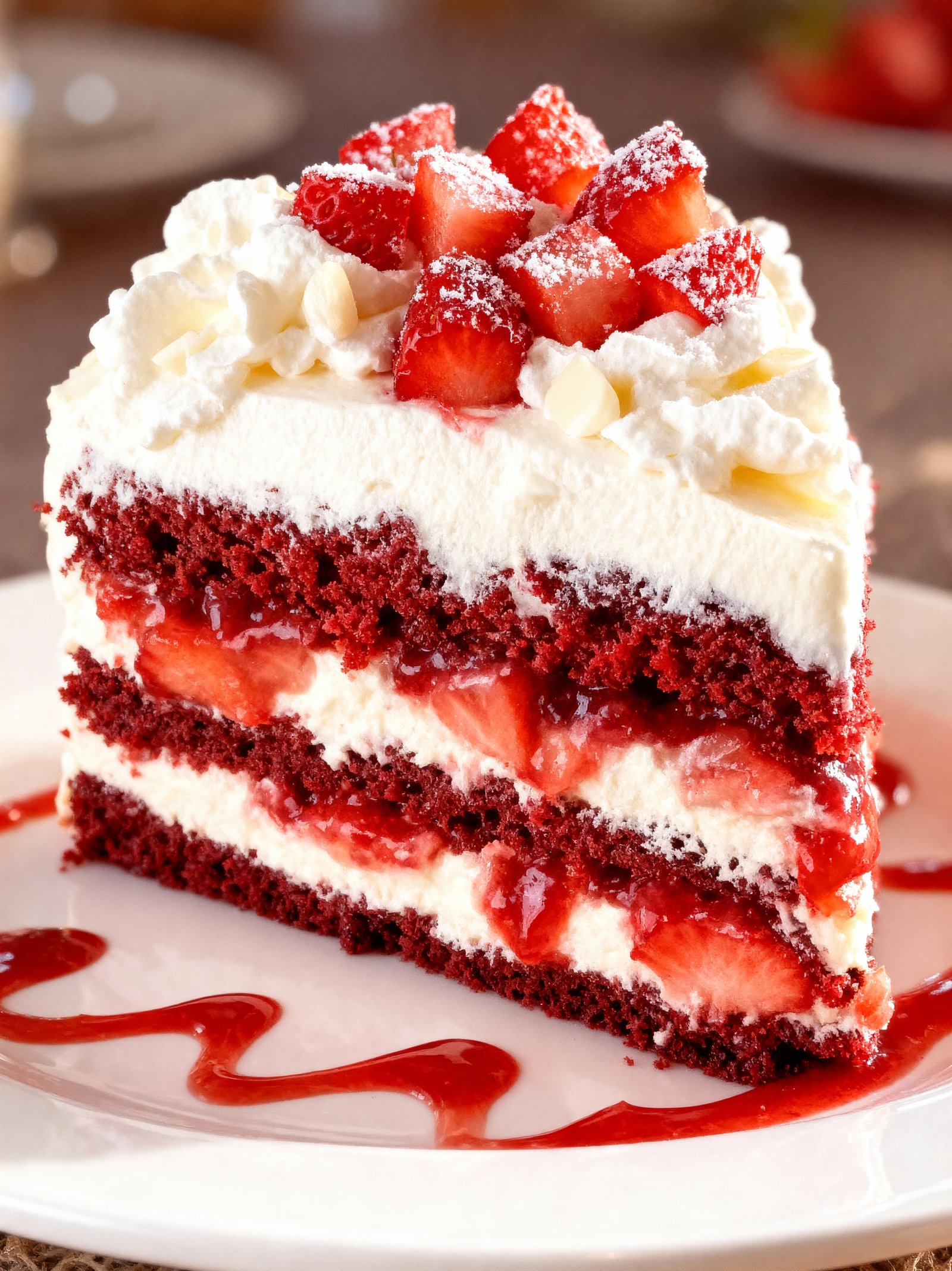 Strawberry Earthquake Cake finished