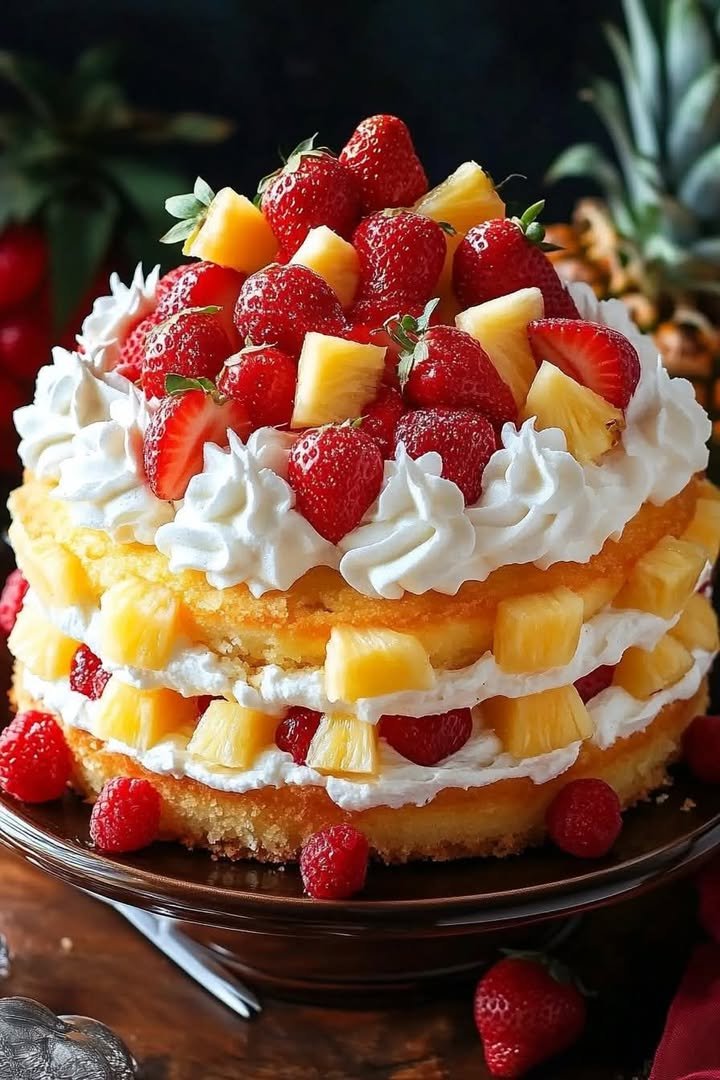 Tropical Strawberry Pineapple Shortcake ingredients