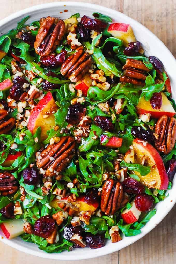 Arugula Salad with Apples, Cranberries, and Pecans Recipe