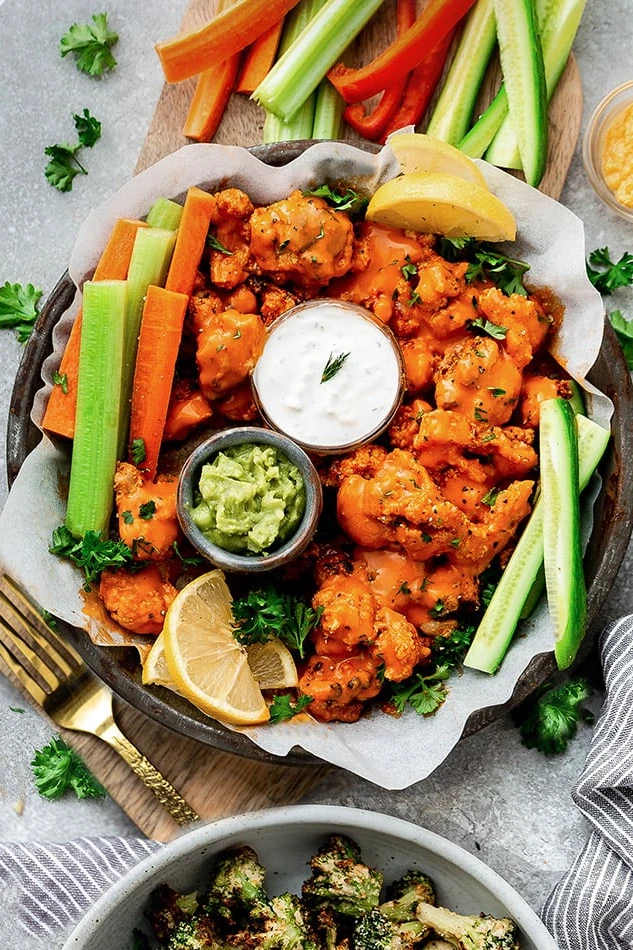 Buffalo Cauliflower Wings finished