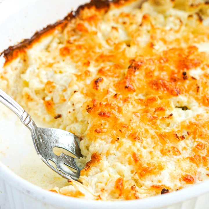 Cheesy Cauliflower Au Gratin - low carb and just 4 simple ingredients finished