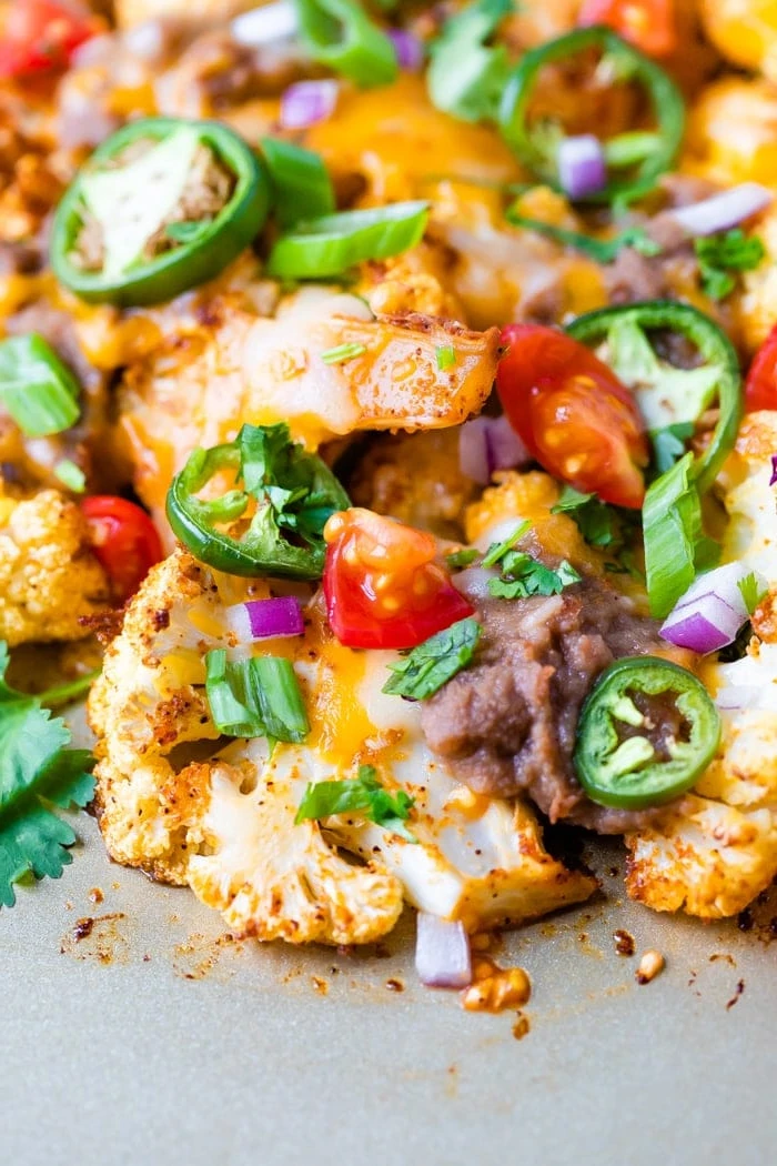 Cheesy Cauliflower Nachos finished