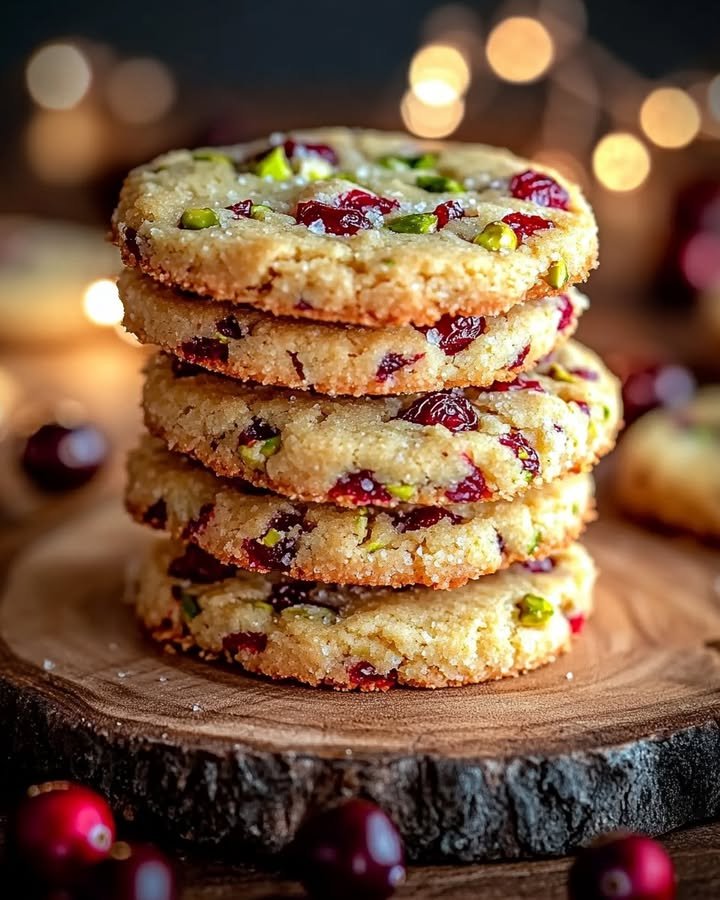 Cranberry Pistachio Shortbread Cookies Recipe