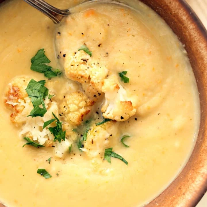 Creamy Cauliflower White Bean Soup finished