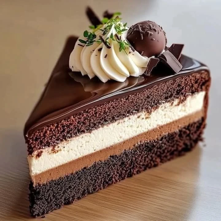 Decadent Triple Chocolate Mousse Cake finished