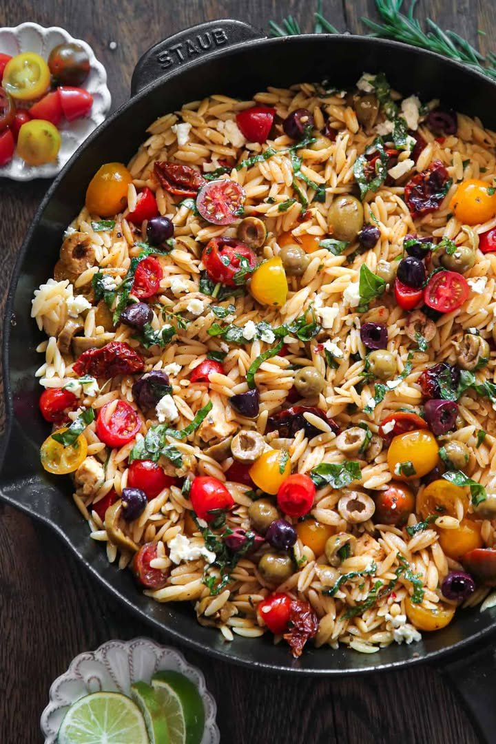 Greek Orzo with Tomatoes, Olives, and Feta Recipe