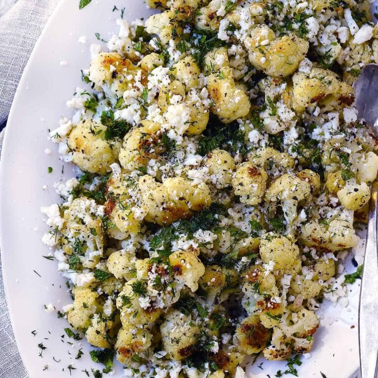 Greek Roasted Cauliflower with Feta and Herbs Recipe