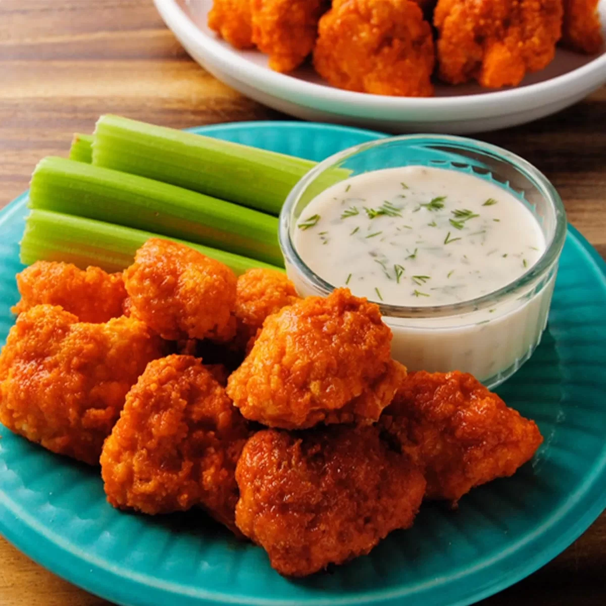 Recipe Title: Keto Crispy Baked Buffalo Cauliflower Wings finished