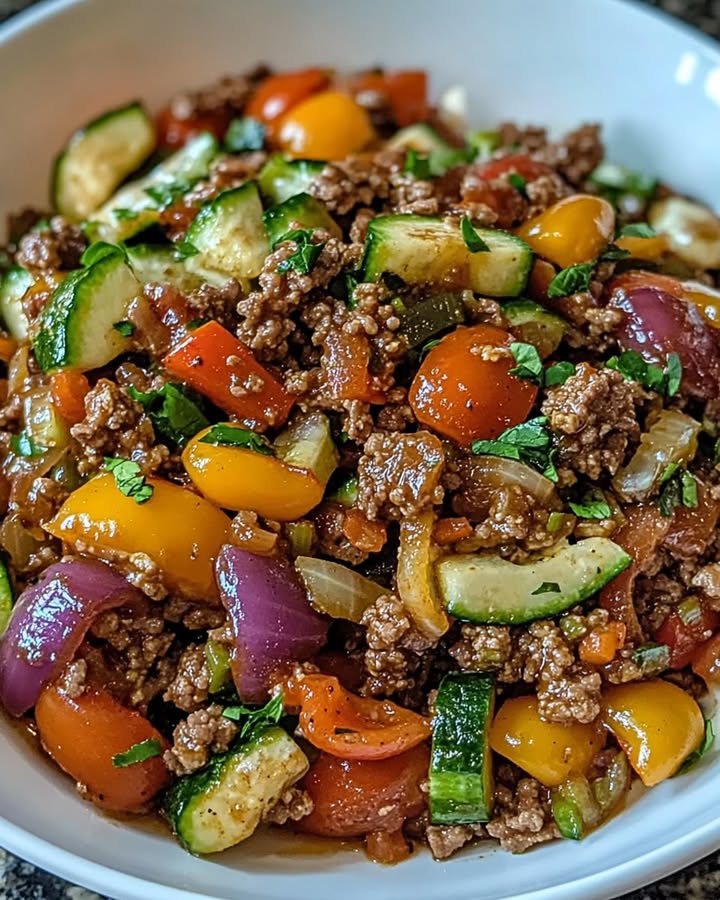 Mediterranean Ground Beef Stir Fry Recipe