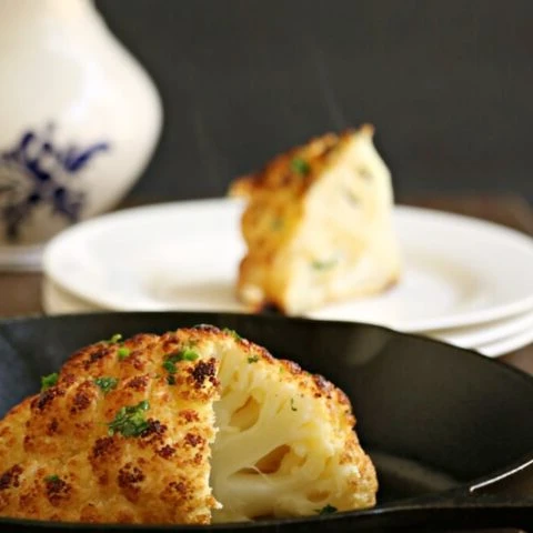 The most delicious way you have ever made cauliflower that the whole family can enjoy or Slice out of baked cauliflower recipe finished